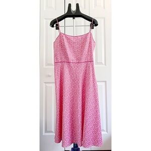 LICZ CLAIBORNE Sz 14 Floral Pink Carnation Spaghetti Strap Dress